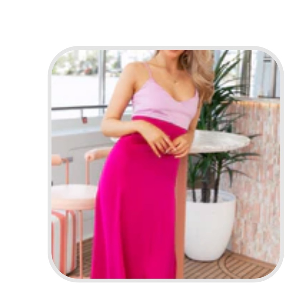 Petal & Pup Pink Two-Tone Midi Dress